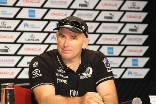 Emirates Team NZ tactician Ray Davies at  a media conference, 34th America’s Cup © Richard Gladwell www.photosport.co.nz